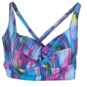Torrid Pink Green Blue Watercolor Bikini Underwire Padded Top Women's 1/1X 14-16 - Picture 1 of 4