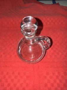 Vintage Clear Glass Oil Or Vinegar Cruet With Glass Stopper 5-1/2”x 3-3/4” - Picture 1 of 5