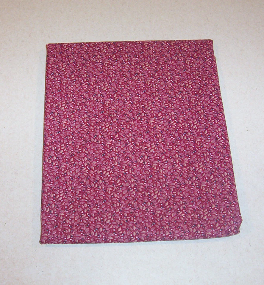 Dark Mauve w/ Mauve & Green Floral Print Cotton Blend Fabric Prewashed 27"x44"   - Image 1 of 1