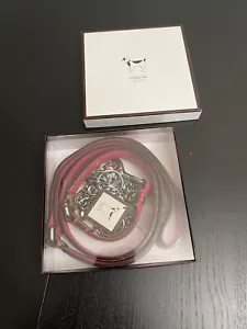 COACH PINK RED STRIPE SMOOTH LEATHER DOG PET COLLAR SIZE LARGE 4005 - Picture 1 of 8