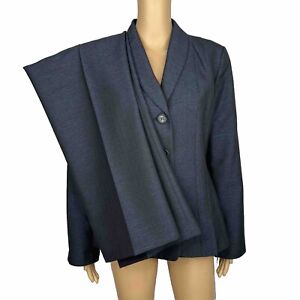 Le Suit Polyester Metallic Pant Suit Size 12 Dark Blue Shawl Collar 2PC New