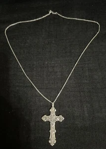 Vintage Sterling Silver 2” L -1.25” W Cross on RCI Brand 925 Figure 8 -10" Chain - Picture 1 of 16