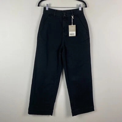 Everlane The Organic Crop 斜纹阔腿裤女式 4 码黑色高腰 — 第 1/4 张图片