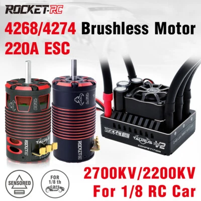 ROCKET-RC 220A Brushless ESC 7.4V/6A BEC 4268 Motor 4274 Motor for 1/8 RC Car - Immagine 1 di 4