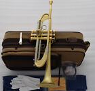 Customized Professional Heavy Trumpet Bb Brushed Brass Horn Reverse Leadpipe NEW
