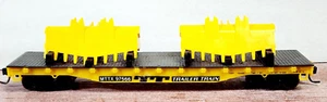 Trailer Train Railroad 50' Flat Car with Bulldozer Blades Loads HO Owner Built - Picture 1 of 4
