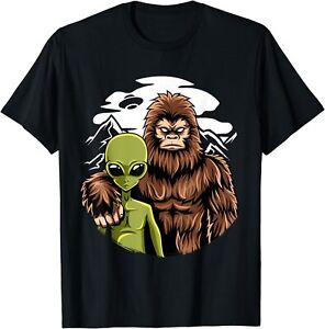 Nowa limitowana koszulka retro Alien And Bigfoot Sasquatch UFO Believer