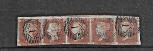 queen victoria stamps early strip of five imperfs nice cancel used as scan - Picture 1 of 1