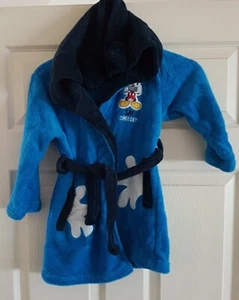 MICKEY MOUSE DRESSING GOWN AGE 4yrs SLEEPWEAR Warm Cosy "Say Cheese" Blue Disney - Picture 1 of 8