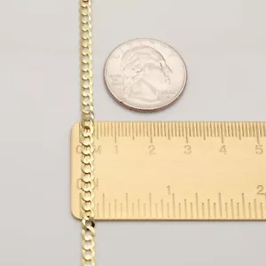 10K Solid Yellow Gold Cuban Necklace Chain 4mm 18-30" -Round Curb Link Men Women - Picture 1 of 4