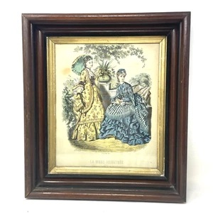 Vintage La Mode Illustree Lithograph French Women Ladies Fashion Print Framed - Picture 1 of 8