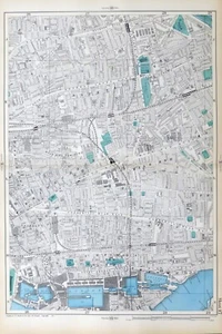 LONDON - WHITECHAPEL, MILE END & THE DOCKS, Original Antique Map - Bacon 1909. - Picture 1 of 4