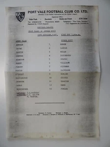 PORT VALE v STOKE CITY | 1986/1987 | RESERVES | 15 OCT 1986 | UK FREEPOST - Picture 1 of 2