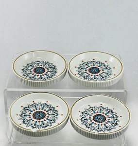 Posavasos de porcelana alemanes Kalk pintados a mano vintage juego de 4 flechas cruzadas - Imagen 1 de 8