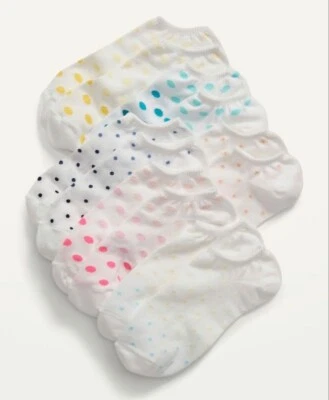 Old Navy Women's Ankle Socks ~ 6 Pack ~ Pink White  Purple Yellow ~ Polka Dot - Image 1 of 2