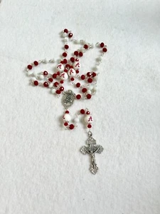 UNIVERSITY ALABAMA ROSARY ORNAMENT COLLEGE NECKLACE JEWELRY GLASS BEAD ROLL TIDE - Picture 1 of 9