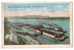 MUNICIPAL TERMINALS FEDERAL BARGE LINES Memphis Tennessee Postcard TN WB Boats - Picture 1 of 2