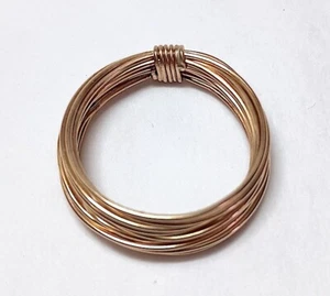 Ring, Size 7, Fifteen Strands of Secured Gold Fill Wire, Handmade in the USA - Bild 1 von 2