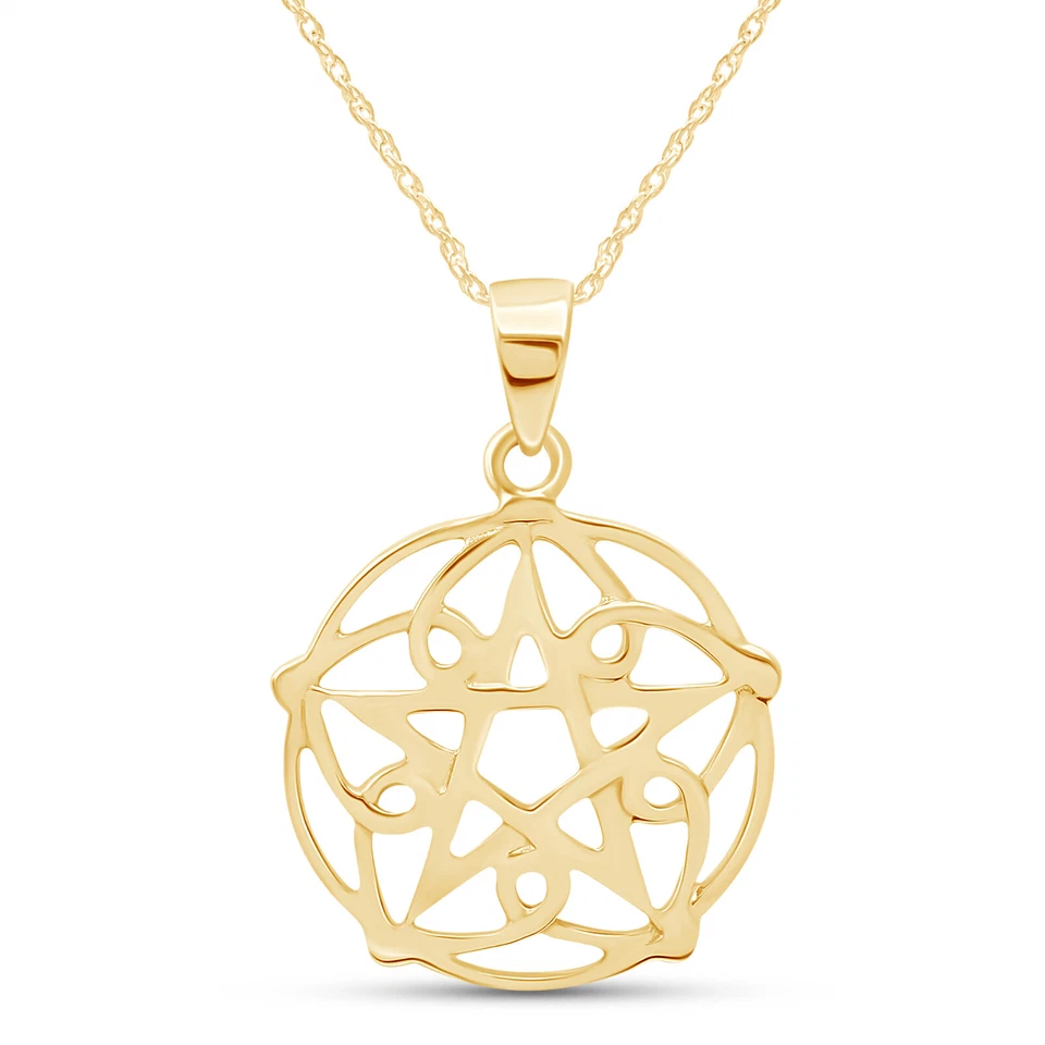 Pentagram Star Pendant 18" Necklace in Solid 925 Sterling Silver - Imagem 1 de 1