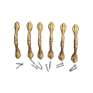 Brass Priscilla Paw Cabinet Drawer Handles 5.5 Inch With Screws Set Of 6 - Picture 1 of 3