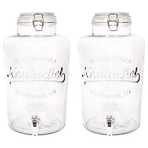 2x 8.7L Glass Drinks Dispensers with Tap Cold Water Lemonade Container Jug - Foto 1 di 7