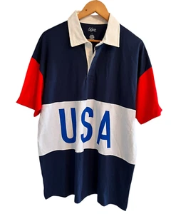 City Streets American USA Polo Shirt Mens Red White Blue Patriotic Oversize L XL - Picture 1 of 6