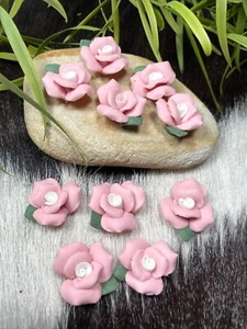 Porcelain Flowers Lot PINK Flatback DIY Capodimonte DIY Craft 17 mm 20pcs - Picture 1 of 12