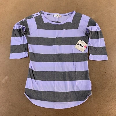 Camiseta Pullover Derek Juniors Talla XL Azul Claro Gris Rayas Manga 3/4 Nueva con Etiquetas Foto 1 de 4