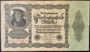 1923 GERMANY PAPER MONEY - 50,000 MARK BANKNOTE! - Picture 1 of 2