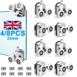 4/8Twin Shower Screen Door ROLLERS Runners Wheels 23mm Top & Bottom Replacement - Picture 1 of 16