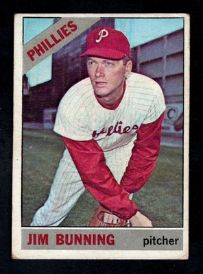 Tarjeta de béisbol 1966 Topps #435 Jim Bunning Salón de la fama Filis de Filadelfia en muy buena condición Foto 1 de 2