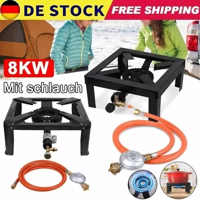 Gaskocher Hockerkocher Economic 8 KW DE/AT mit 150 cm Schlauch 50 mBar Regler - Bild 1 von 4