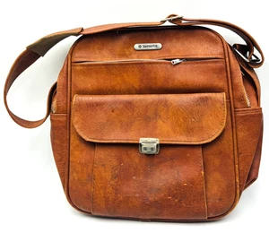 Vintage Samsonite Silhouette Brown Vinyl Senora Bag Shoulder Tote Train Case - Picture 1 of 14