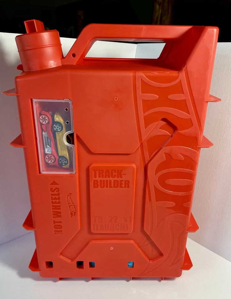 Hot Wheels Race Track Set Builder Unlimited Playset Fuel Can Stunt Box+2 HW Cars - Image 1 of 4