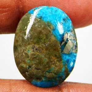 Natürlicher blauer Türkis 15,90 kt ovaler Cabochon zertifiziert loser Edelstein - Bild 1 von 4