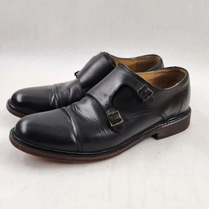 FRYE James Black Leather Double Monk Strap Cap-Toe Dress Shoe Size 10.5D 3484120 - Picture 1 of 13