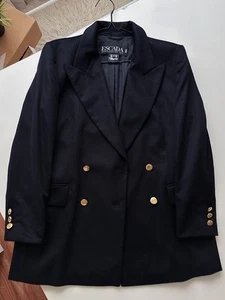 Escada Margaretha Ley Navy Angora Wool Double Breasted Blazer Size 40 - Picture 1 of 16