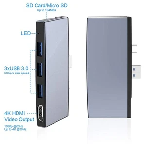 Expansion Dock USB3.0 6 In 1 4K High Definition Grey Adapter For Flash Disk M FY - Afbeelding 1 van 22