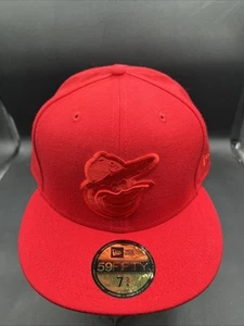 Men's Baltimore Orioles New Era Scarlet Color Pack 59FIFTY Fitted Hat 7-3/4 - Picture 1 of 9