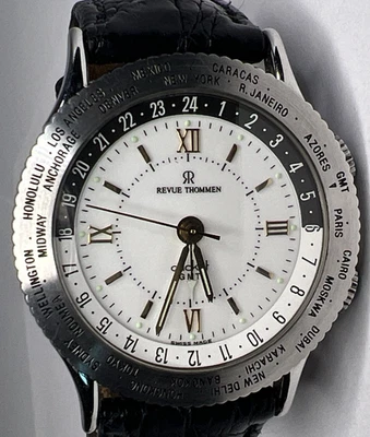 REVUE THOMMEN Cricket GMT Alarm 38mm Manual Wind White Dial Unisex Watch - Image 1 of 4