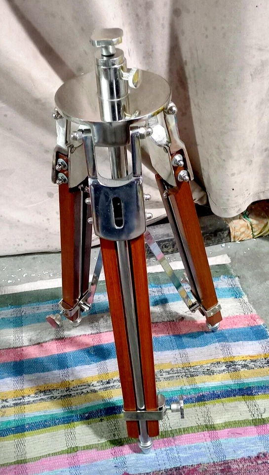 Tripod Nickel Tripod Vintage Brass Search Antique Tripod Home Decor - Image 1 of 4