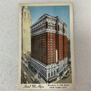 Vintage Hotel McAlpin NYC Postcard Broadway & 34th St Unused Linen 1940s - Picture 1 of 14