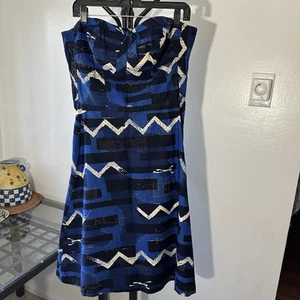 Vintage Surf n sand Rayon Hawaii Damen A-Linie Kleid Blau - Bild 1 von 15