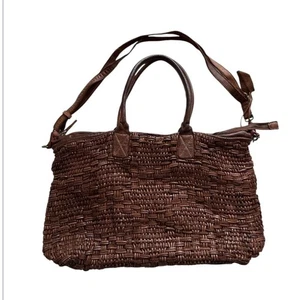 Uniquely Crafted Woven leather shoulder top handle bag by Artisan in India BOHO - Picture 1 of 12