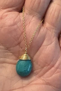 Turquoise Howlite Gold Sterlin Silver Necklace - Picture 1 of 2