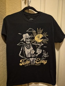 DOM Take It Easy Life Is Short Black T Shirt Size M - Picture 1 of 7