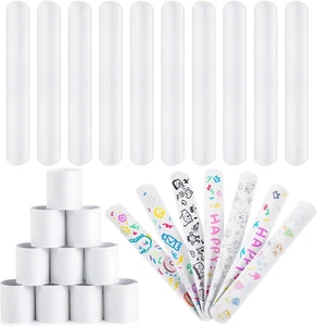 Slap Bracelets Bulk, 64PCS White Slap Bracelets DIY Wrist Band Blank Snap Ban... - Picture 1 of 12
