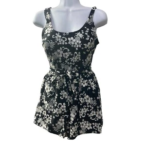 Costume da bagno Blair taglia 8 corto fondo nero bianco ananas fiori cinturino vita - Foto 1 di 11