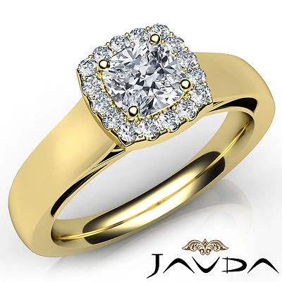 Anillo de compromiso pavé francés de diamantes con halo filigrana corte cojín GIA E VVS2 0,91 quilates Foto 1 de 4