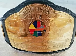 AWA Southern Tag Team Wrestling Championship Title Replica Belt 2mm brass - Picture 1 of 7
